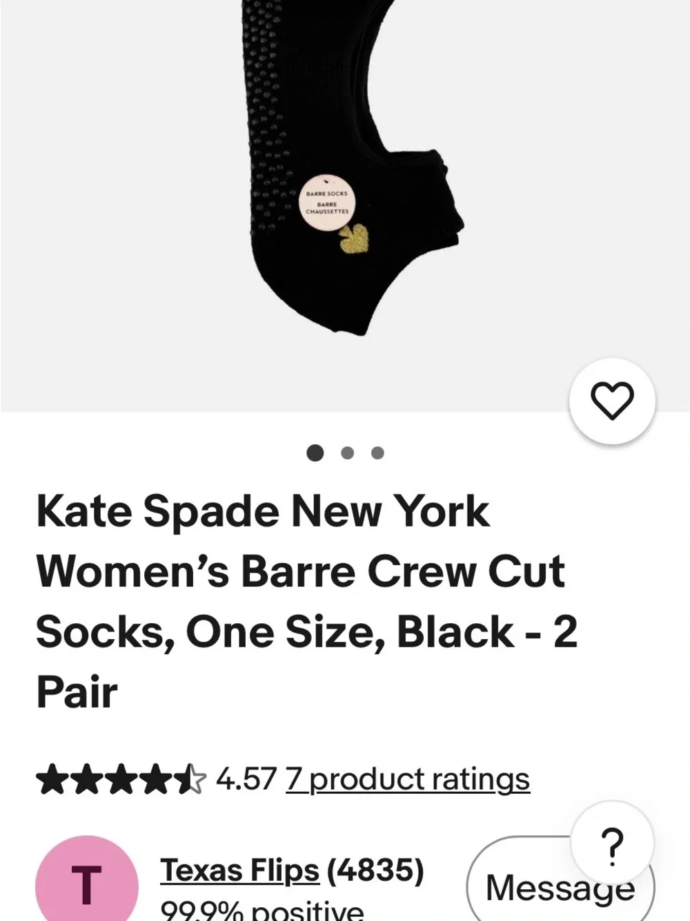 kate spade Black Barre Crew Cut Women’s Socks - 2 Pair